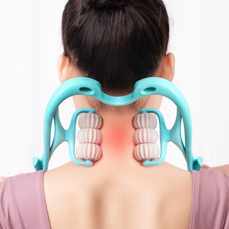 6-roller cervical neck massager for manual pain relief portable