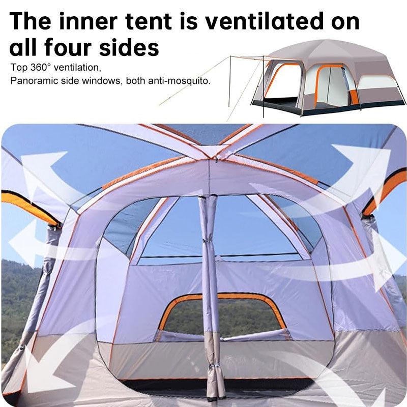 Family Tunnel Camping Tent — Waterproof & Windproof (2–12 People)