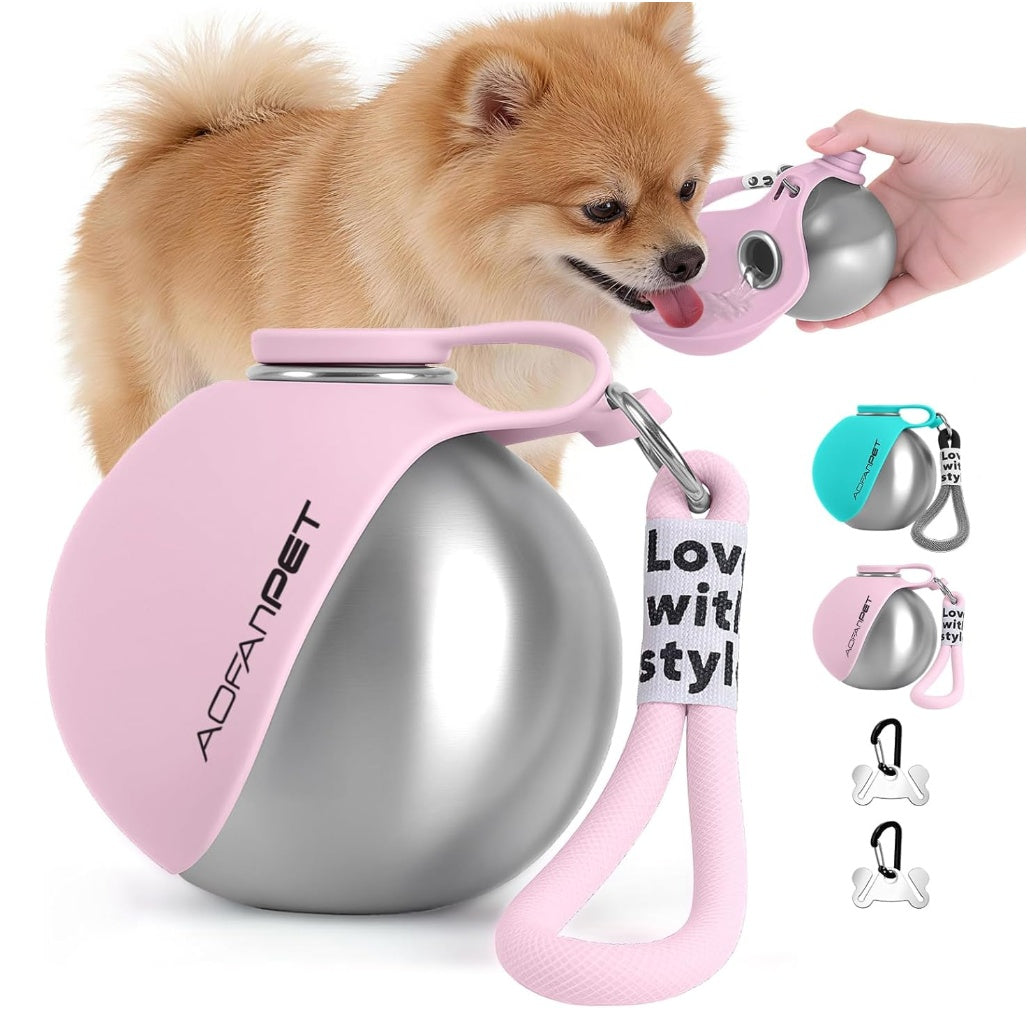 Portable stainless steel leak-proof dog water bottle travel-ready
