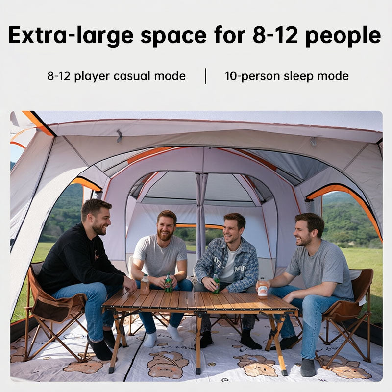 Family Tunnel Camping Tent — Waterproof & Windproof (2–12 People)