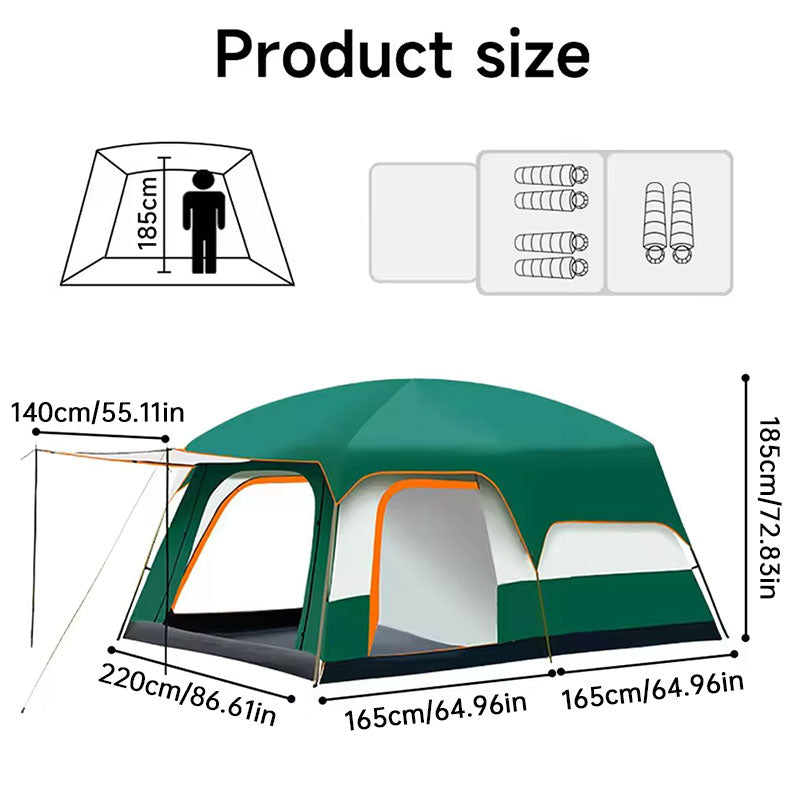 Family Tunnel Camping Tent — Waterproof & Windproof (2–12 People)