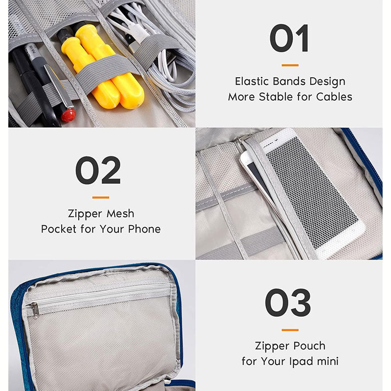 Waterproof Travel Cable Organizer Bag — USB & Charger Storage Pouch