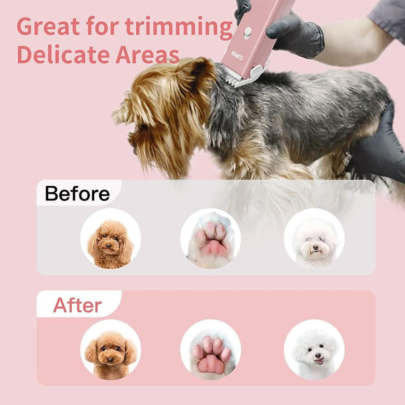 Professional Cordless Pet Hair Clippers — Quiet Waterproof Dog Grooming Kit