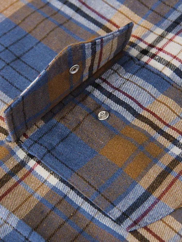 Oversized Vintage Plaid Shirt — Women's Loose Long Sleeve Flannel Top