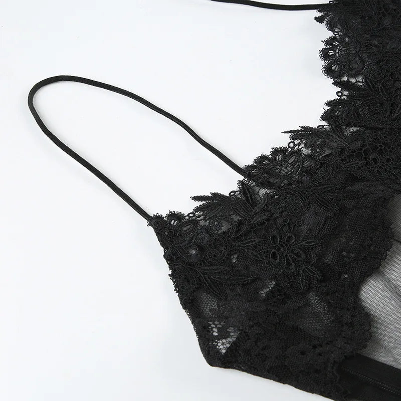 Floral Lace Mesh Mini Dress — Sheer Embroidery Bodycon