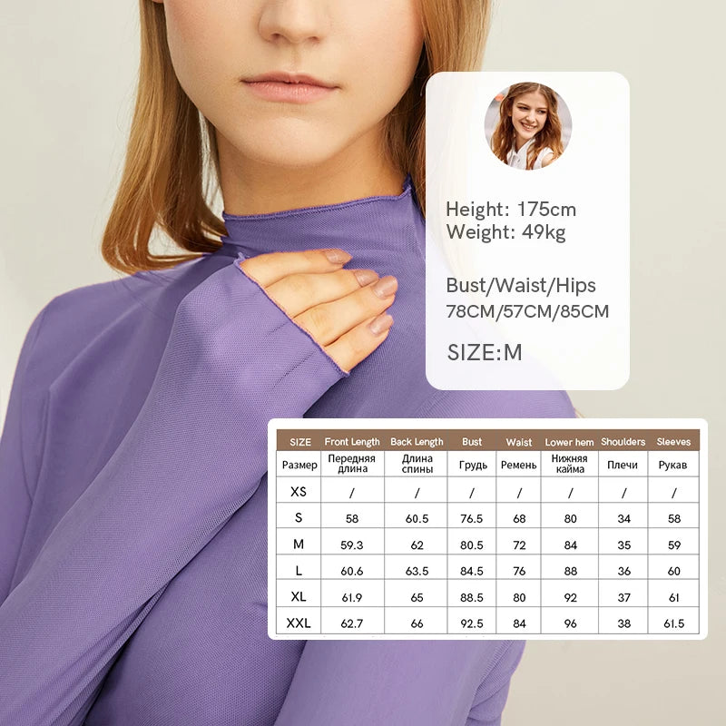 Semi-Turtleneck Slim Mesh Long Sleeve Top — Women's Casual Bottoming Shirt