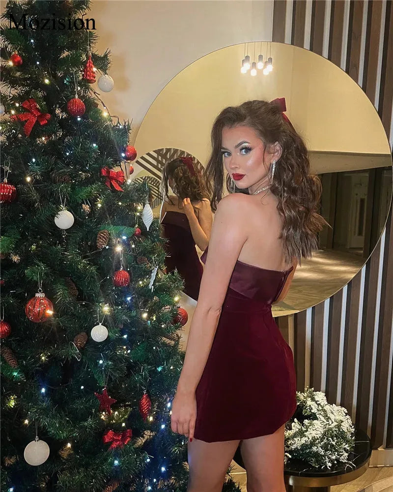 Off-Shoulder Backless Bodycon Mini Dress — Zip-Up Club & Party Dress