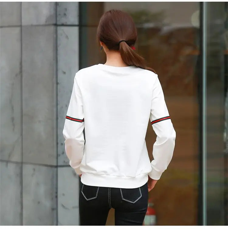 Korean Patchwork Contrast Long Sleeve Top — Loose Casual Women's Shirt