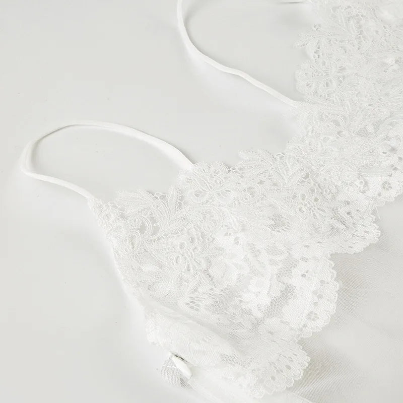 Floral Lace Mesh Mini Dress — Sheer Embroidery Bodycon