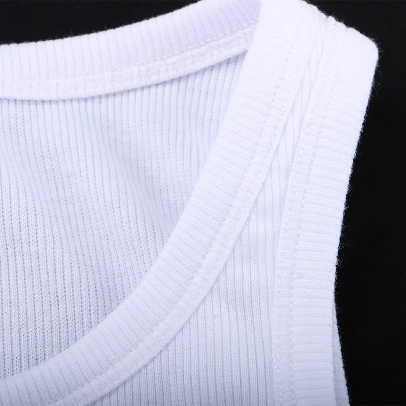 Ribbed Knit Crop Tank Top — Y2K Off-Shoulder Sleeveless Vest