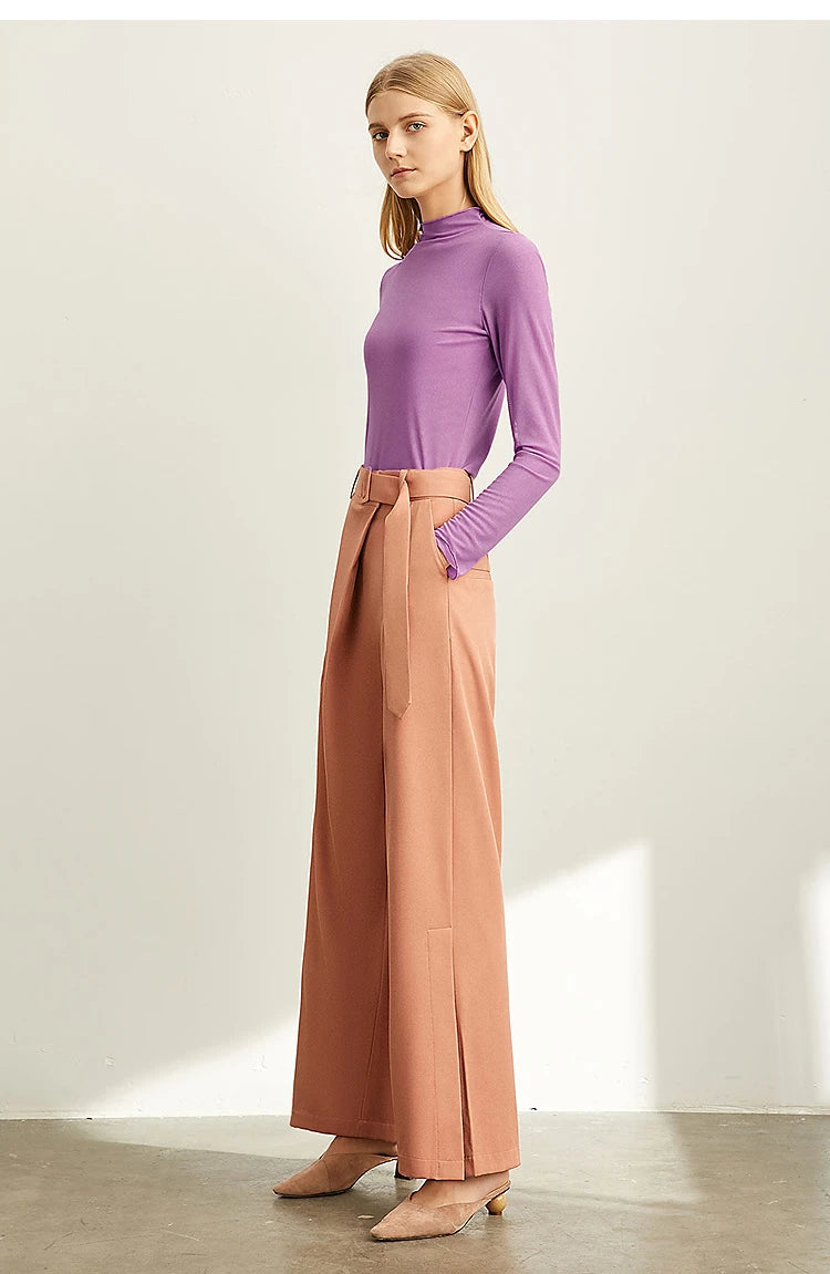 Semi-Turtleneck Slim Mesh Long Sleeve Top — Women's Casual Bottoming Shirt