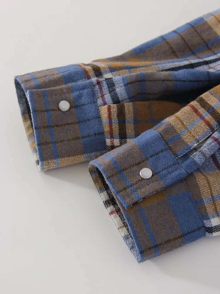 Oversized Vintage Plaid Shirt — Women's Loose Long Sleeve Flannel Top