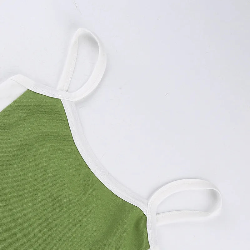 Knitted Backless Cami Crop Top — Y2K Vintage Sleeveless Patchwork Tank