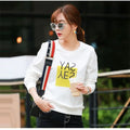 Korean Patchwork Contrast Long Sleeve Top — Loose Casual Women's Shirt