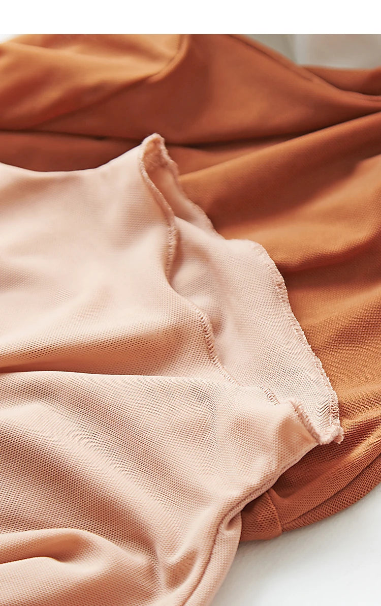 Semi-Turtleneck Slim Mesh Long Sleeve Top — Women's Casual Bottoming Shirt