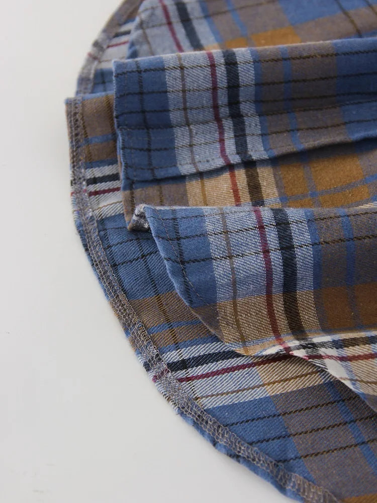 Oversized Vintage Plaid Shirt — Women's Loose Long Sleeve Flannel Top
