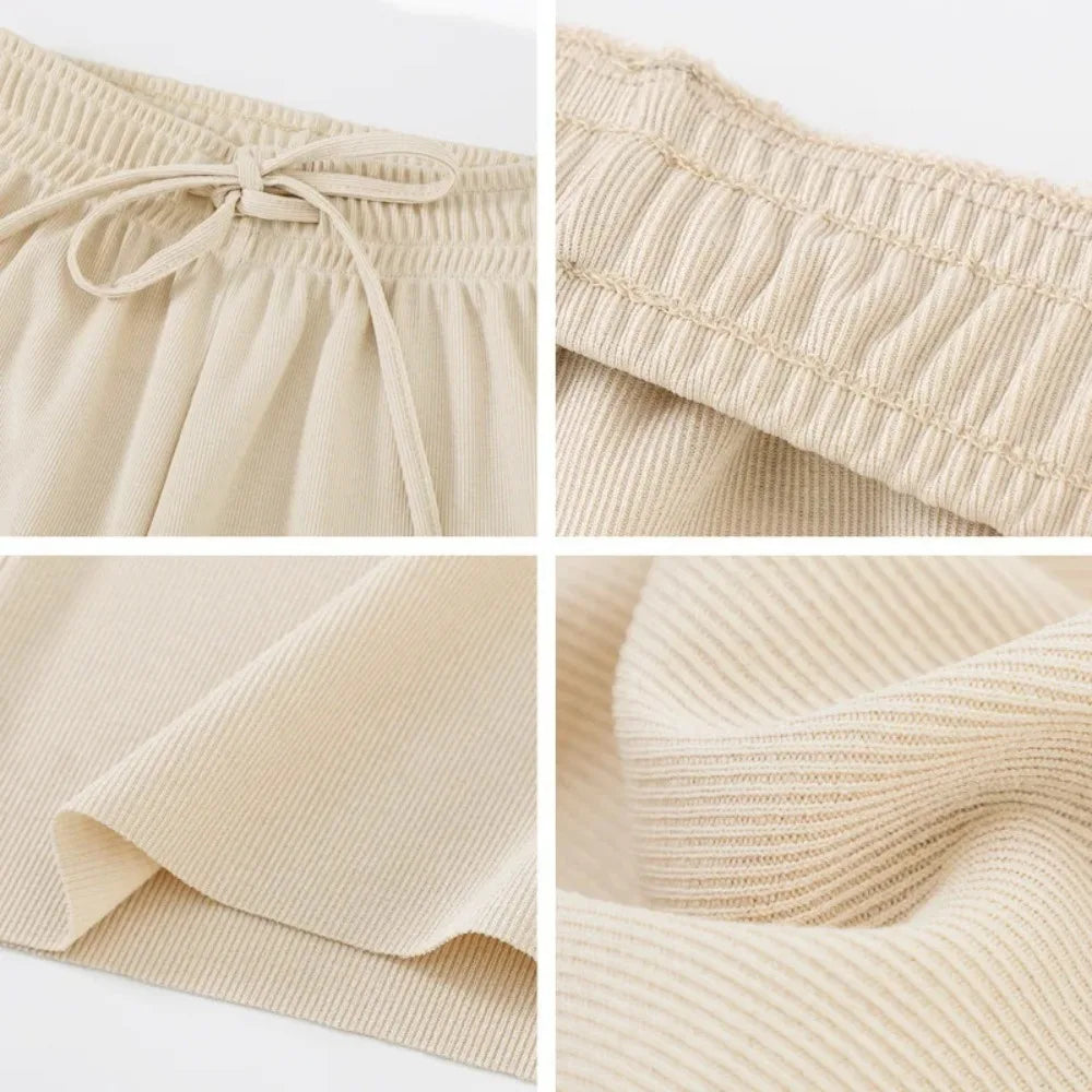 Ice Silk Wide Leg Pants — Elastic Waist Loose Summer Trousers