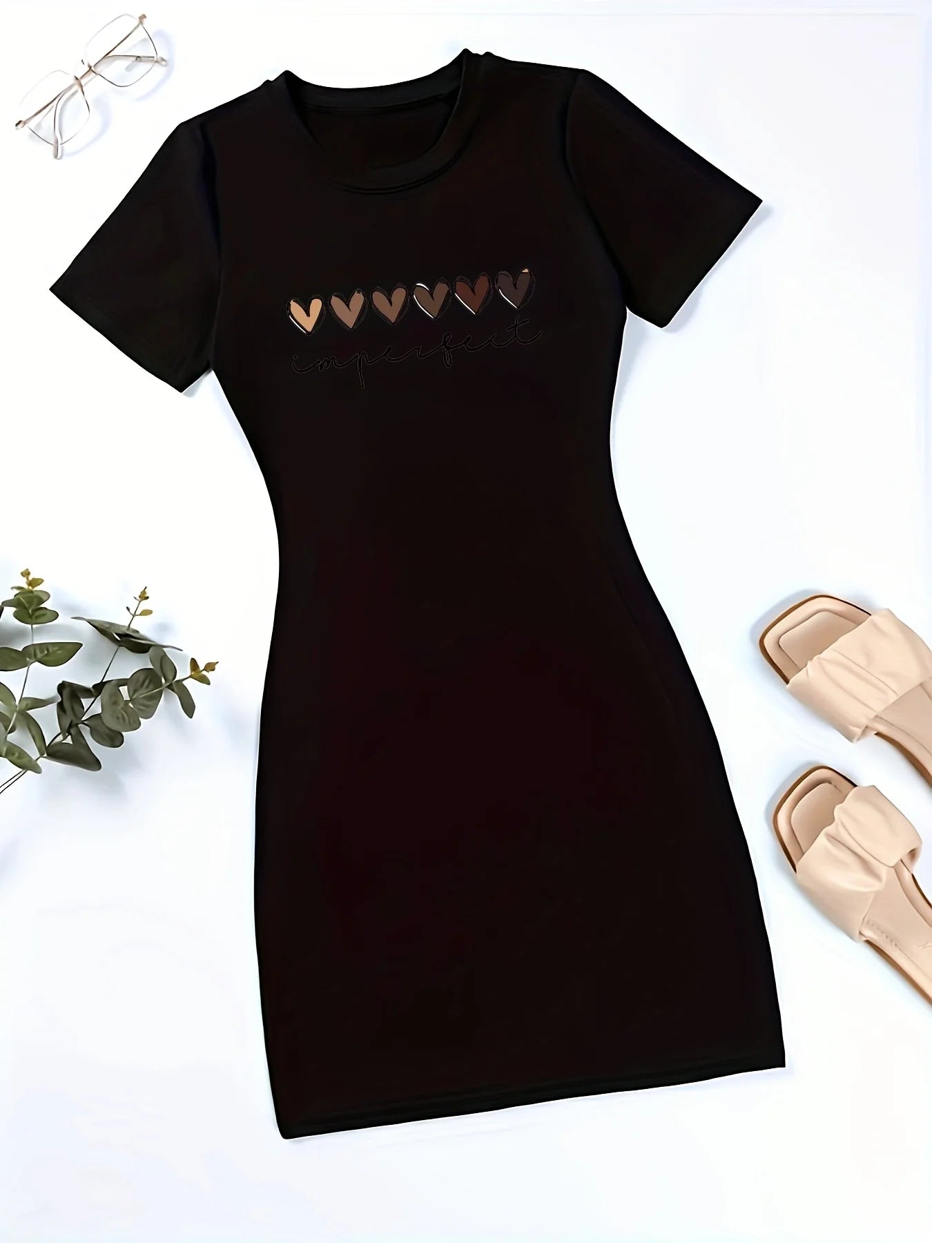Bee & Bow Print Mini T-Shirt Dress — Short Sleeve Casual Summer Dress