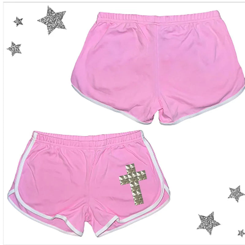 Y2K Gothic Graphic Crop Shorts — Harajuku Streetwear Print Hot Pants