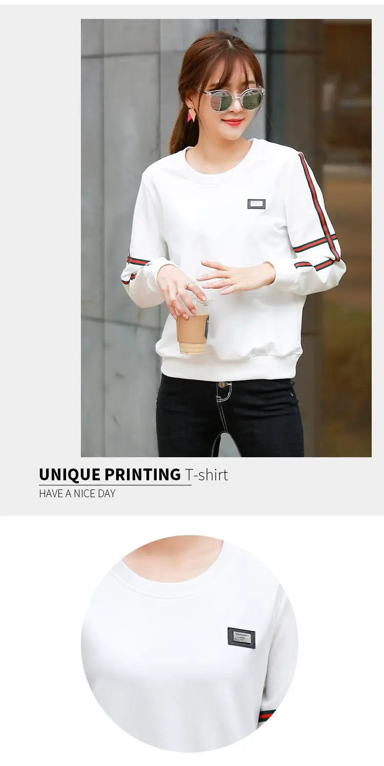 Korean Patchwork Contrast Long Sleeve Top — Loose Casual Women's Shirt