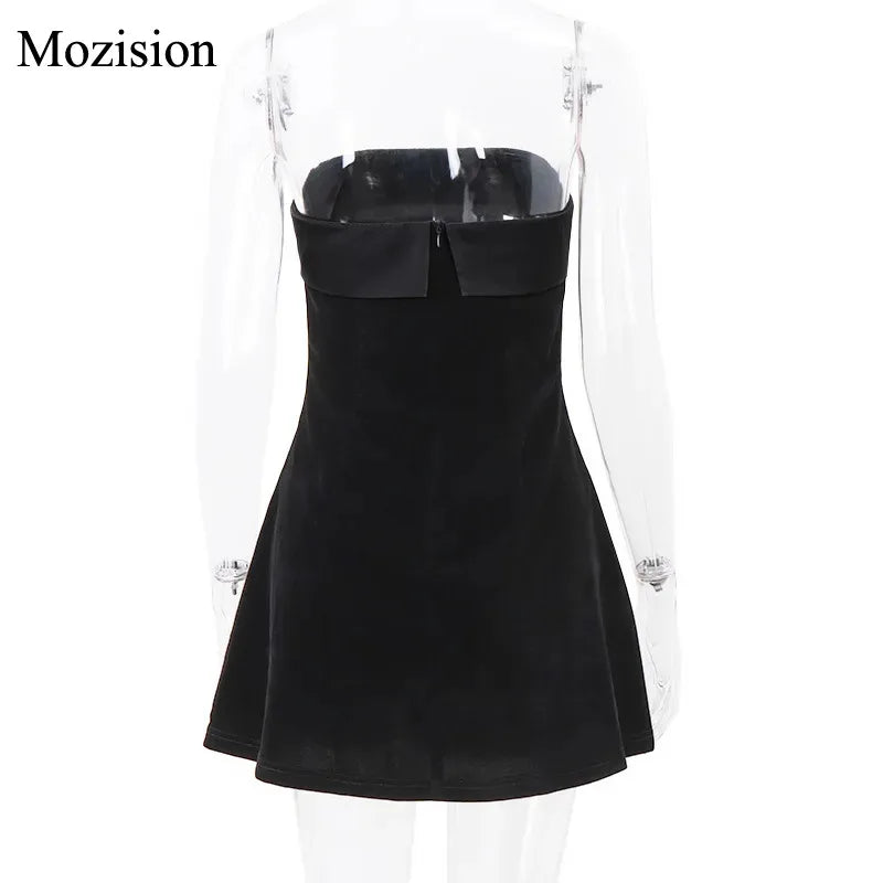 Off-Shoulder Backless Bodycon Mini Dress — Zip-Up Club & Party Dress