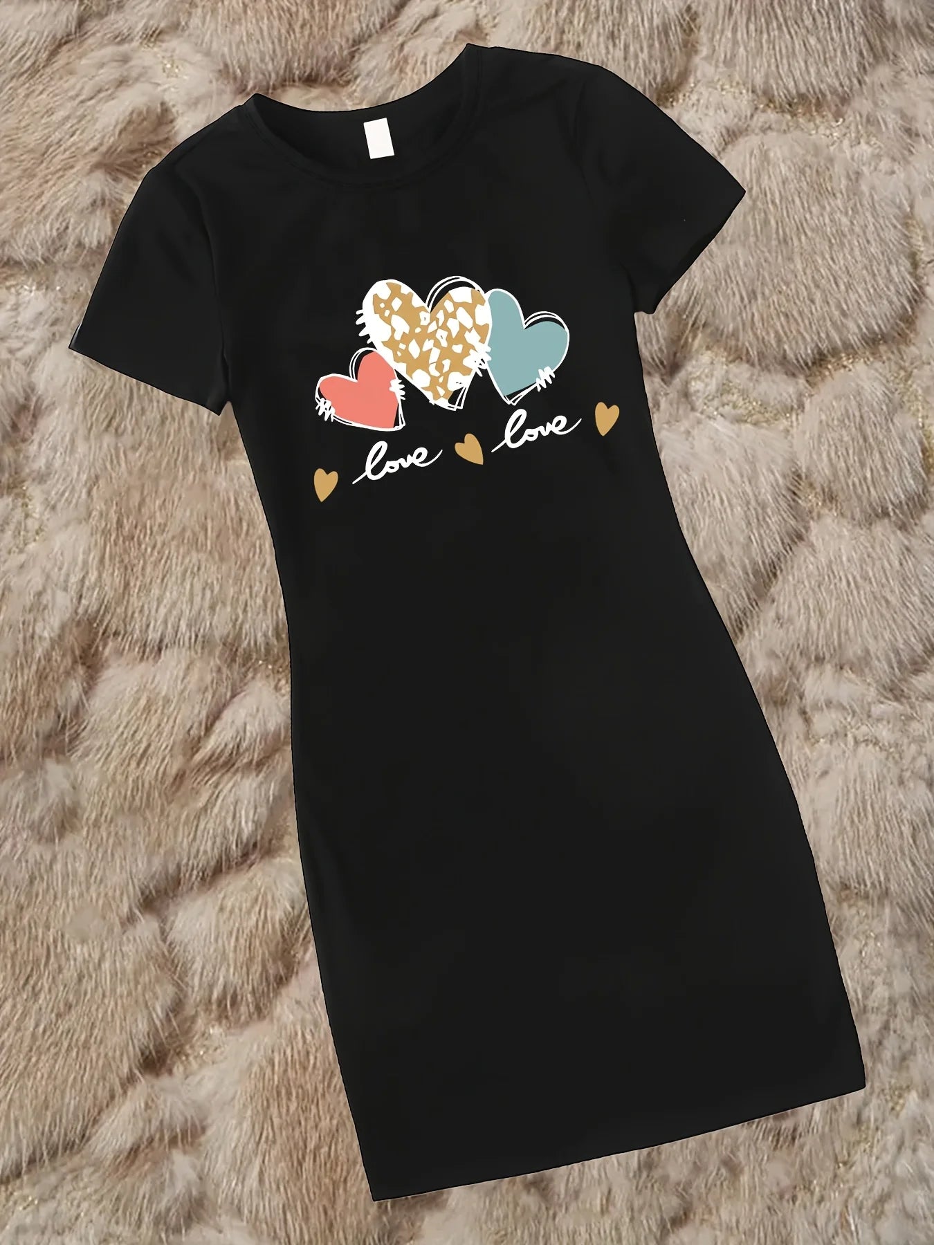 Bee & Bow Print Mini T-Shirt Dress — Short Sleeve Casual Summer Dress