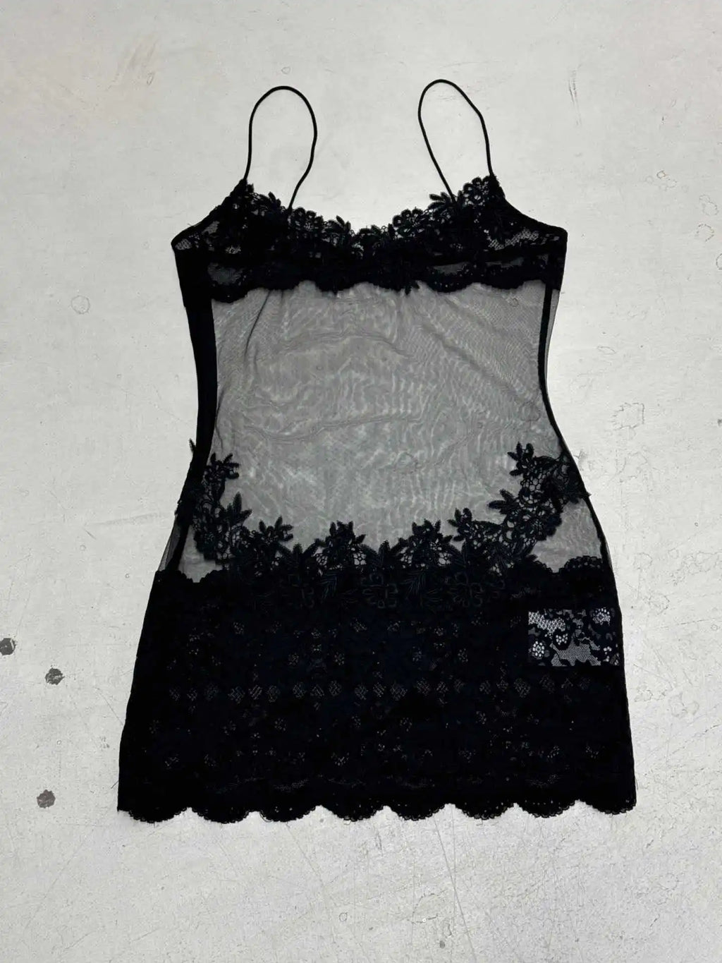 Floral Lace Mesh Mini Dress — Sheer Embroidery Bodycon