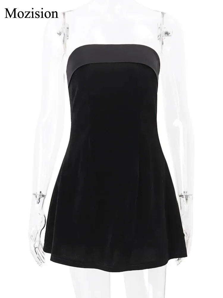 Off-Shoulder Backless Bodycon Mini Dress — Zip-Up Club & Party Dress