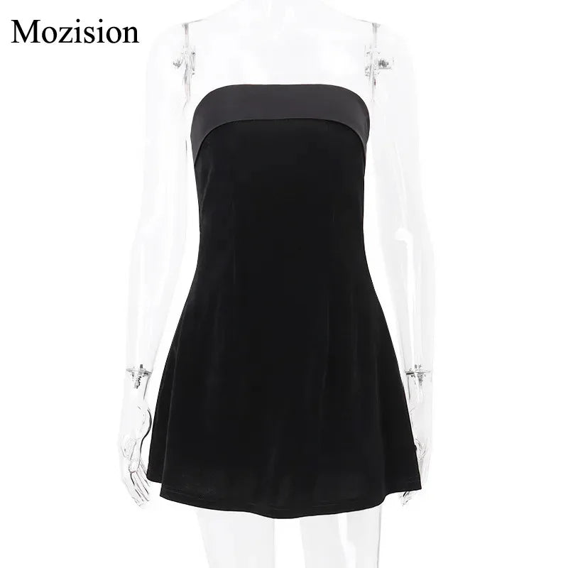Off-Shoulder Backless Bodycon Mini Dress — Zip-Up Club & Party Dress