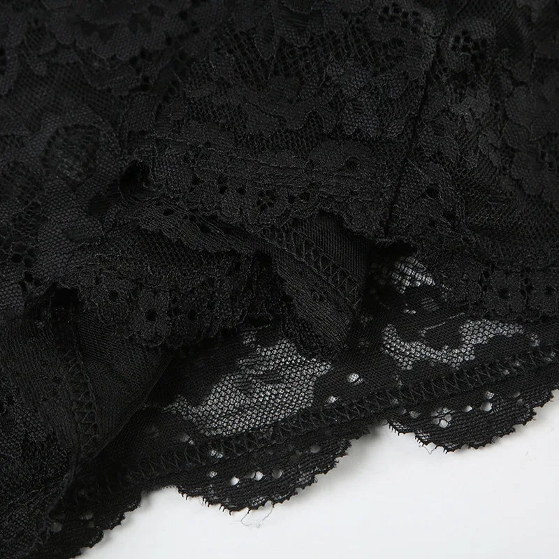 Floral Lace Mesh Mini Dress — Sheer Embroidery Bodycon