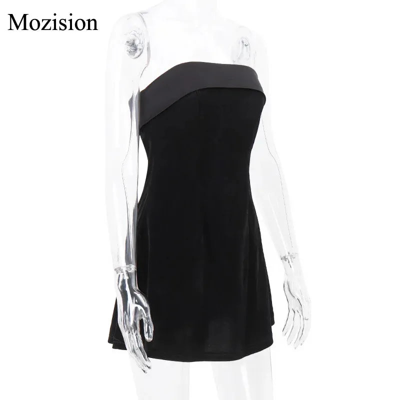 Off-Shoulder Backless Bodycon Mini Dress — Zip-Up Club & Party Dress