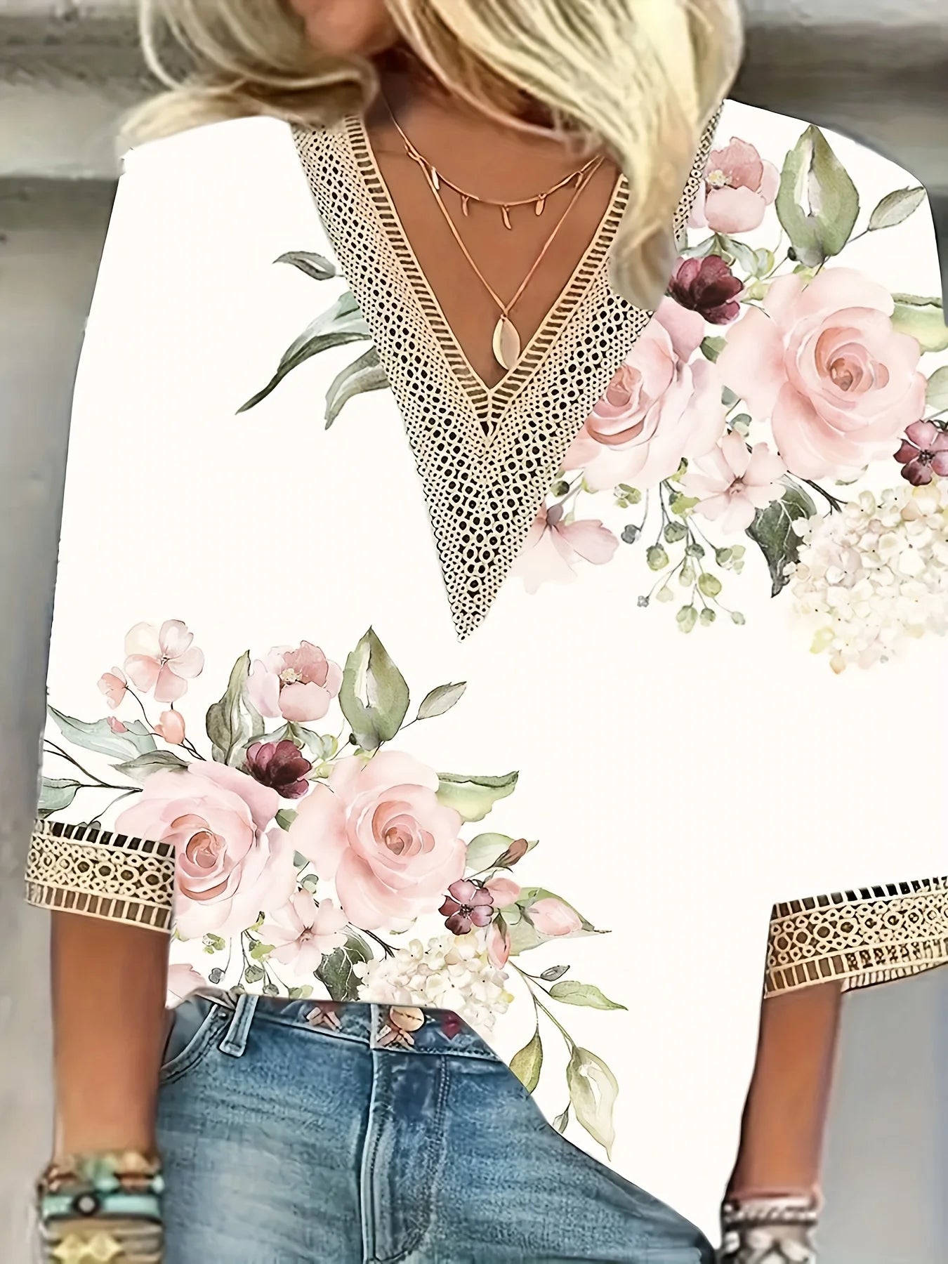 Elegant Long Sleeve Women's Blouse — Loose Casual Holiday Weekend Top
