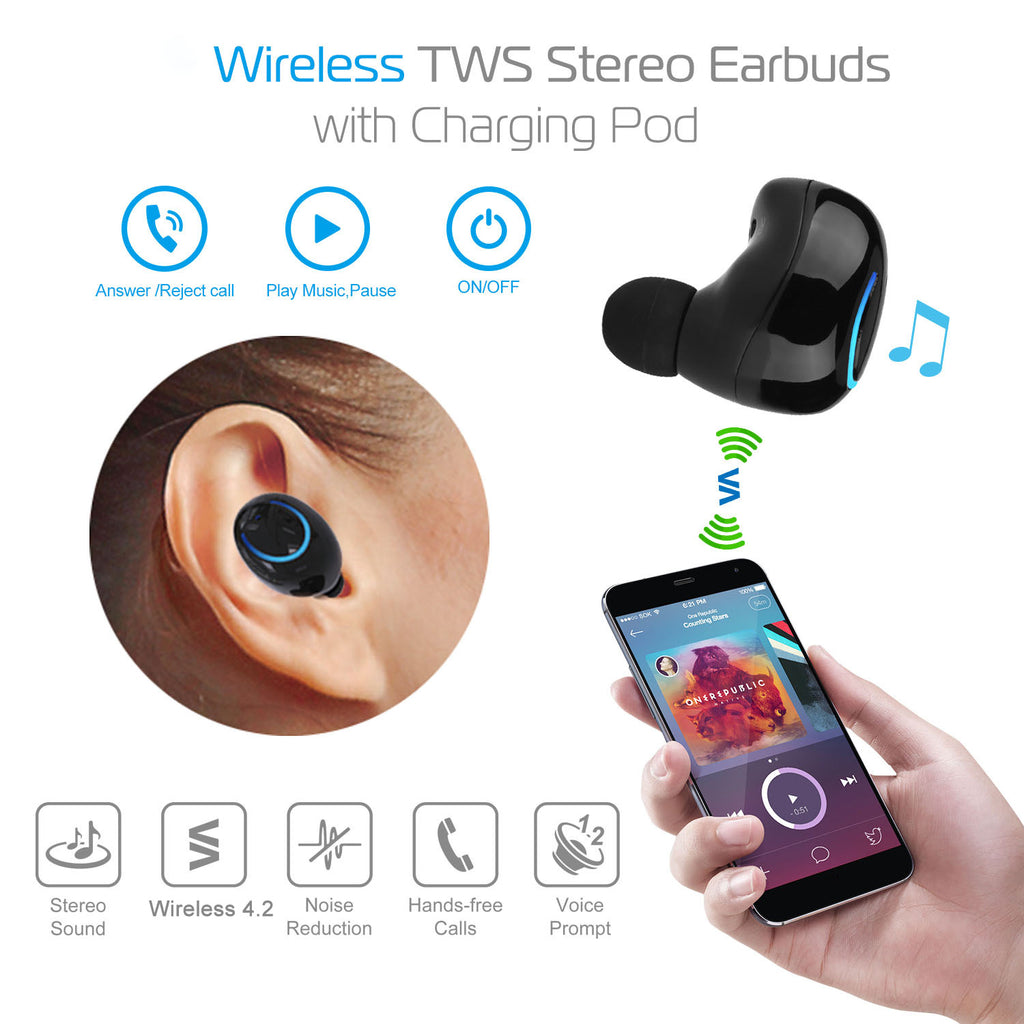 Wireless TWS stereo earbuds Bluetooth 5.0 deep bass touch control