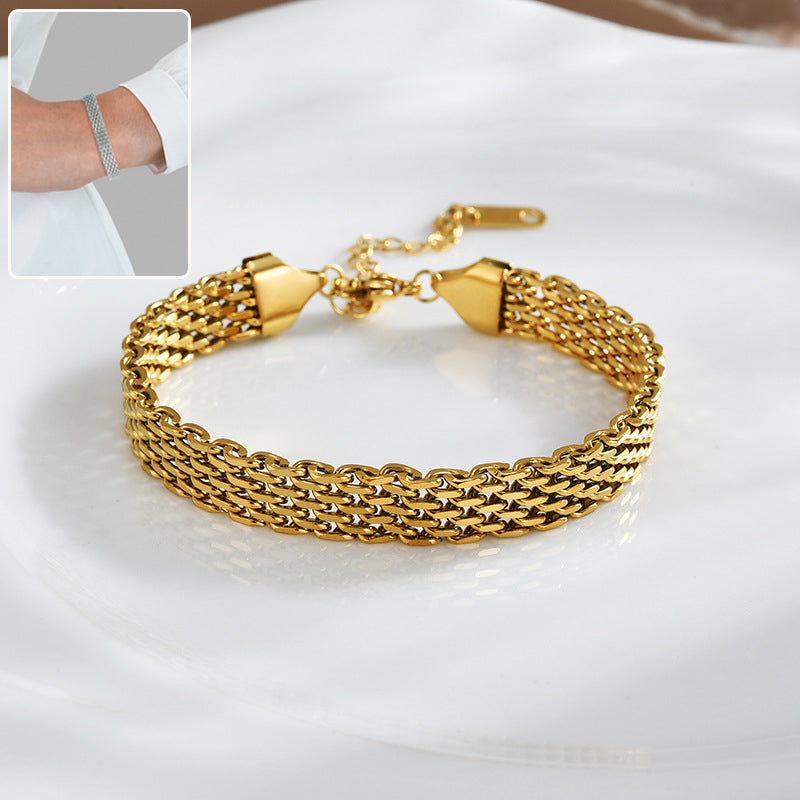 Womens business casual chain bracelet gold and silver metal